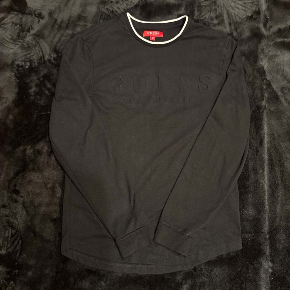 Guess Black Long Sleeve Top with White Trim